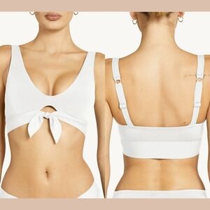 NWD $120 Robin Piccone [ Medium ] Ava Knot Front Bikini Top In white #U1471